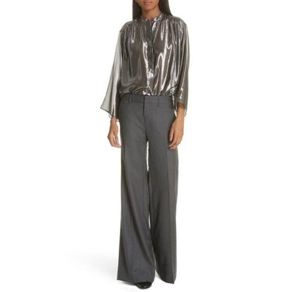 Nili Lotan Irene Wool Flare Leg Charcoal Dress Pants Size 6